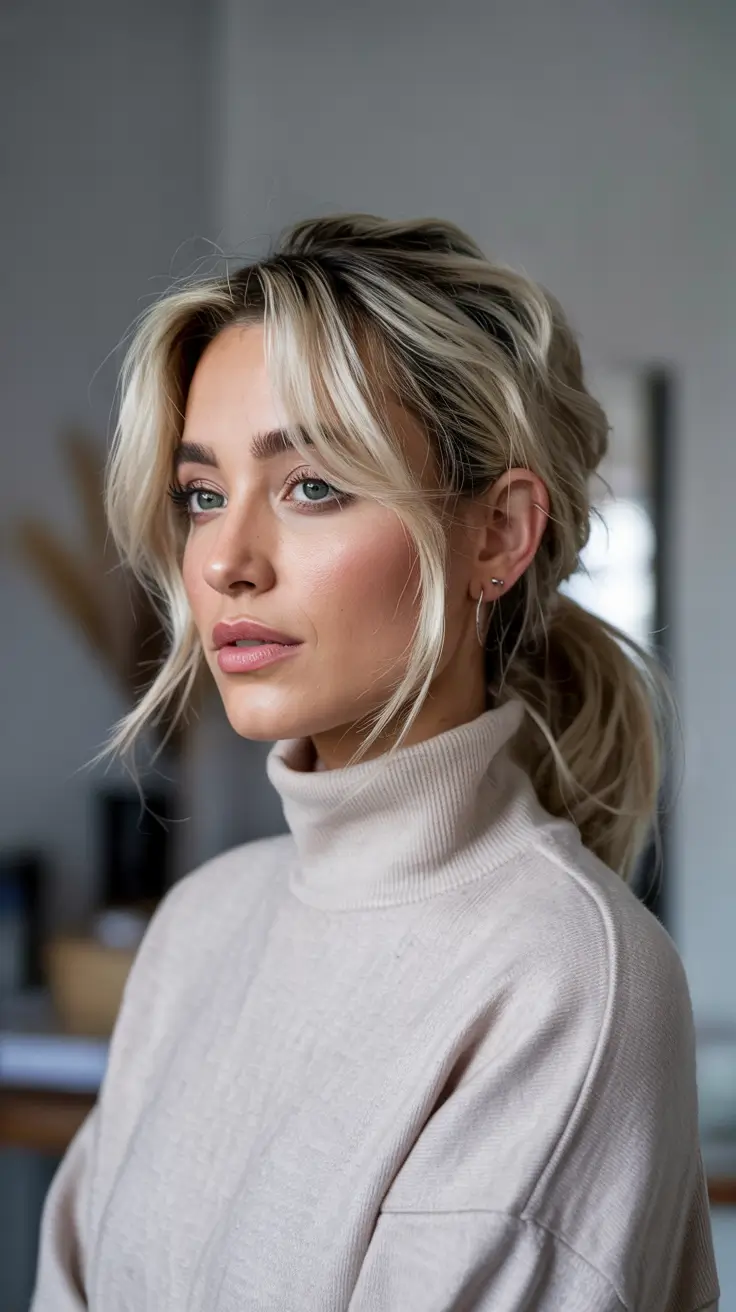 Trendy hairstyle ideas 2026 - Soft Ponytail With Curtain Bangs