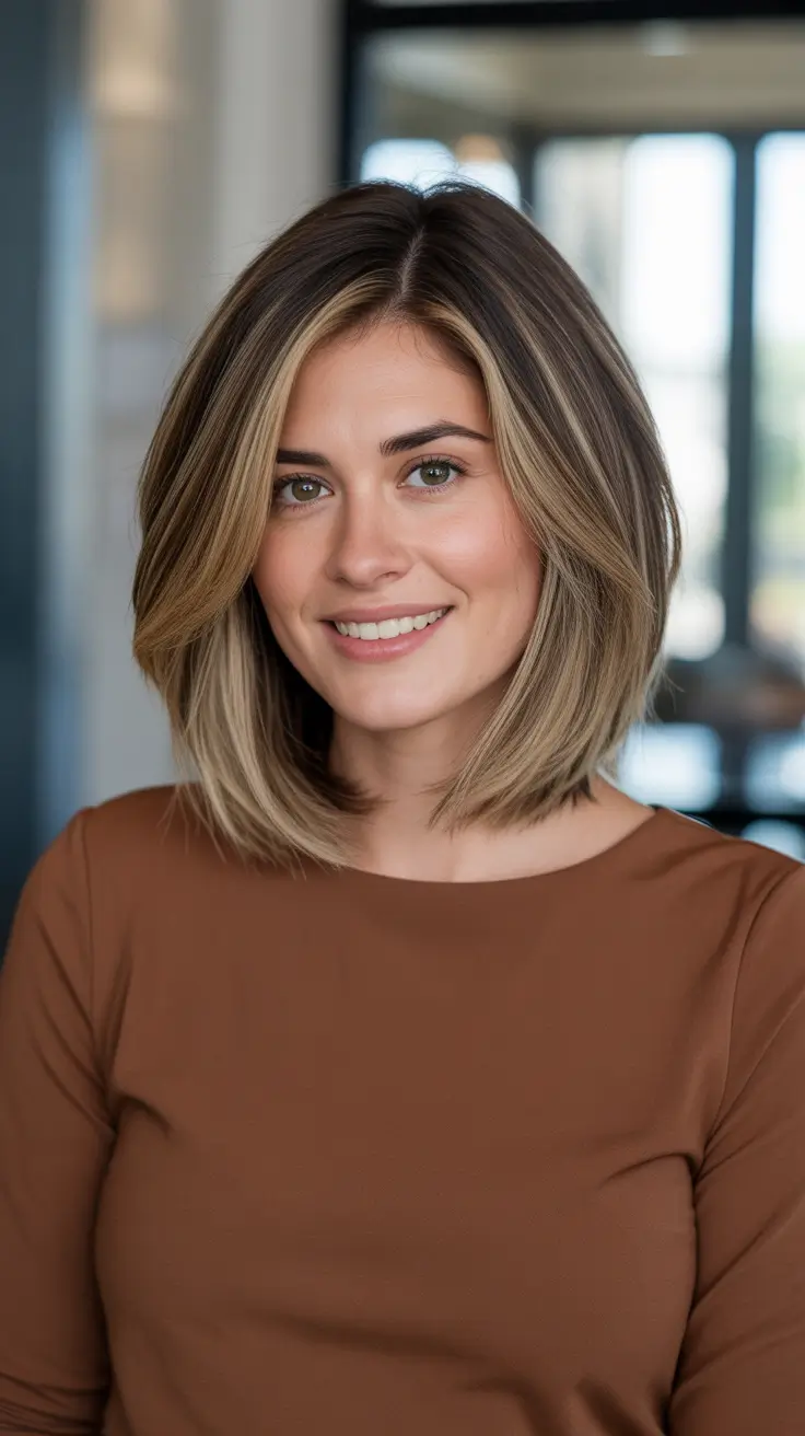 Trendy lob haircuts 2026 Structured Blonde Lob With Subtle Volume