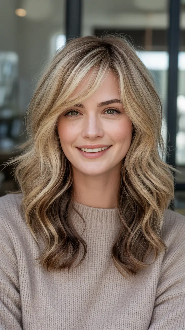 Best Mid-Length Haircuts 2026 - Dimensional Blonde With Side-Swept Bangs