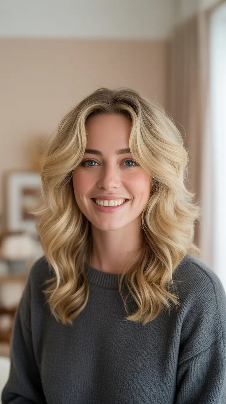Best Mid-Length Haircuts 2026 - Bouncy Blonde Layers With Curtain Volume