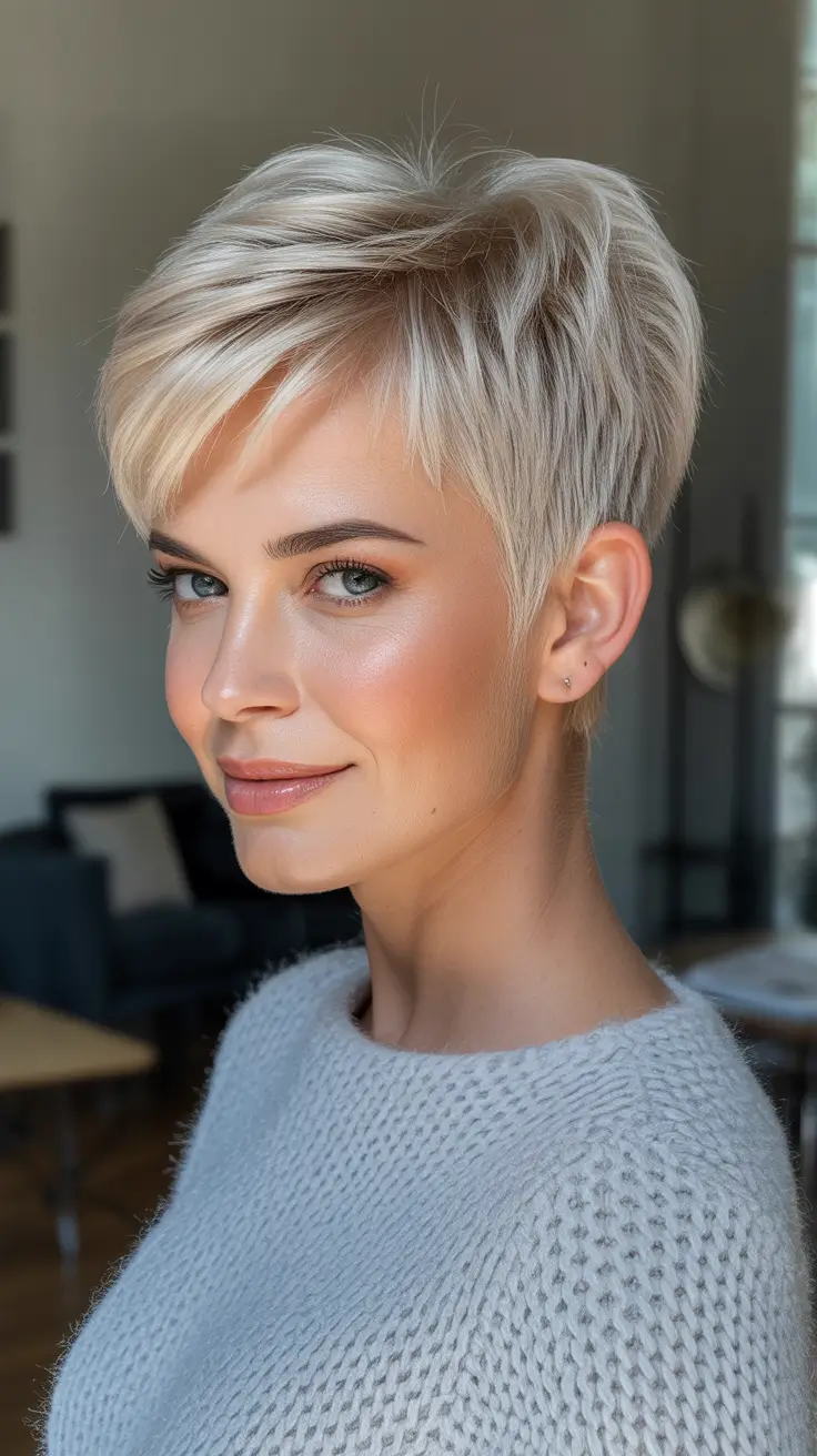 Best short haircuts for women 2026 + Icy Sleek Pixie For Modern Minimalists