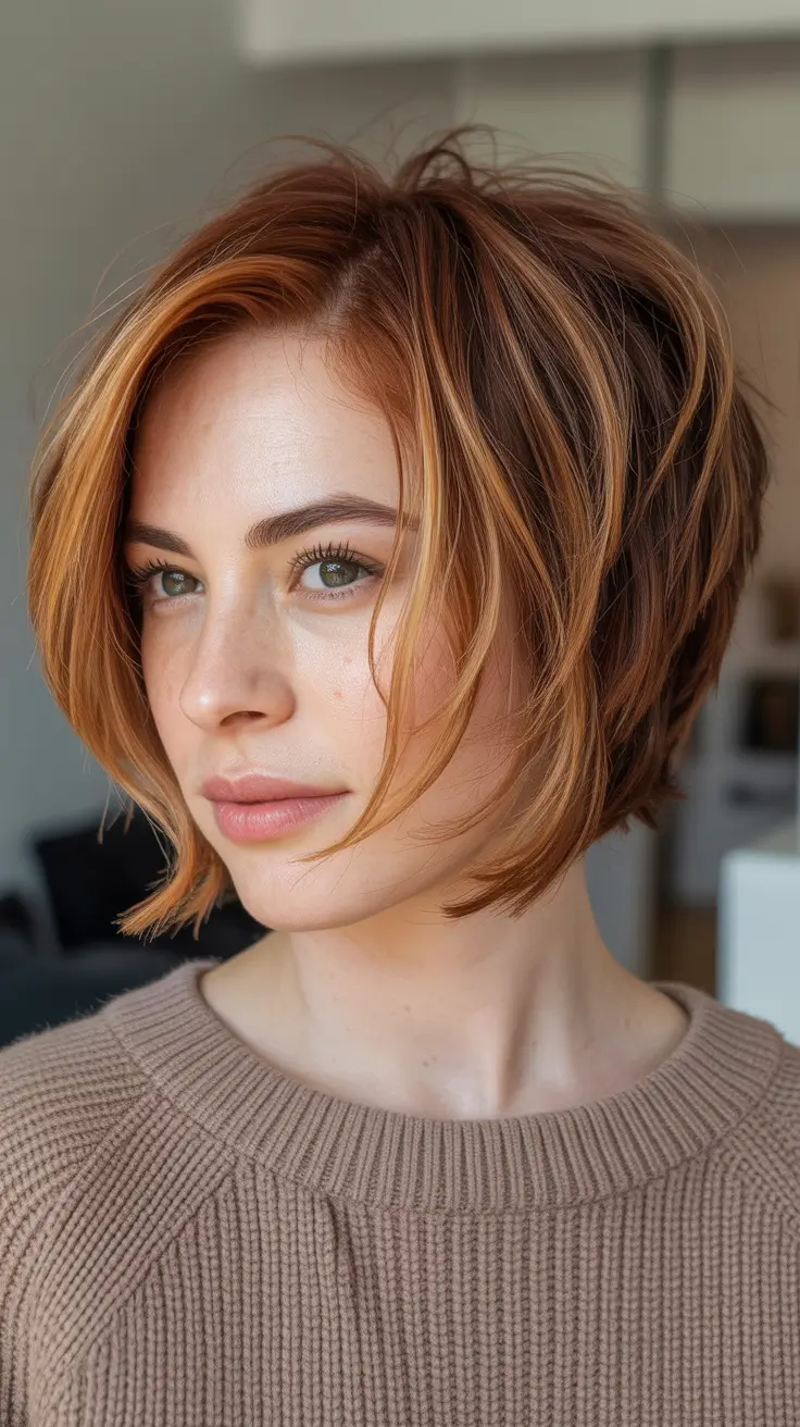 Best short haircuts for women 2026 + Warm Copper Bob With Soft Movement