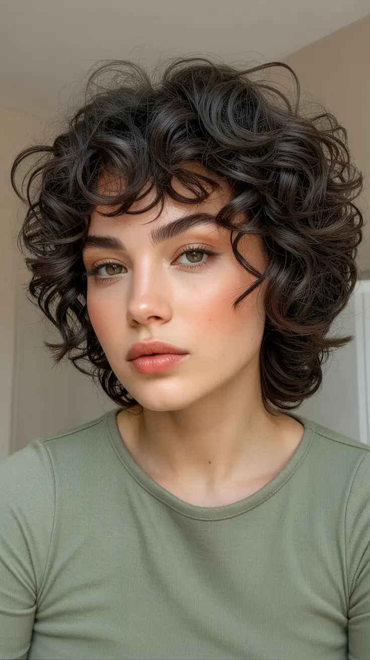 Short hairstyle ideas 2026 Voluminous Curly Shag For Soft-Edge Confidence