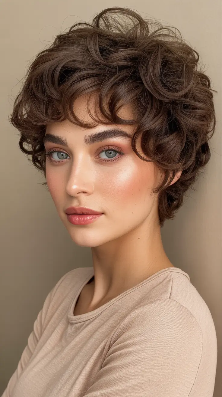 Short Hairstyle Ideas 2026 - Fluffy Curly Bixie Shape