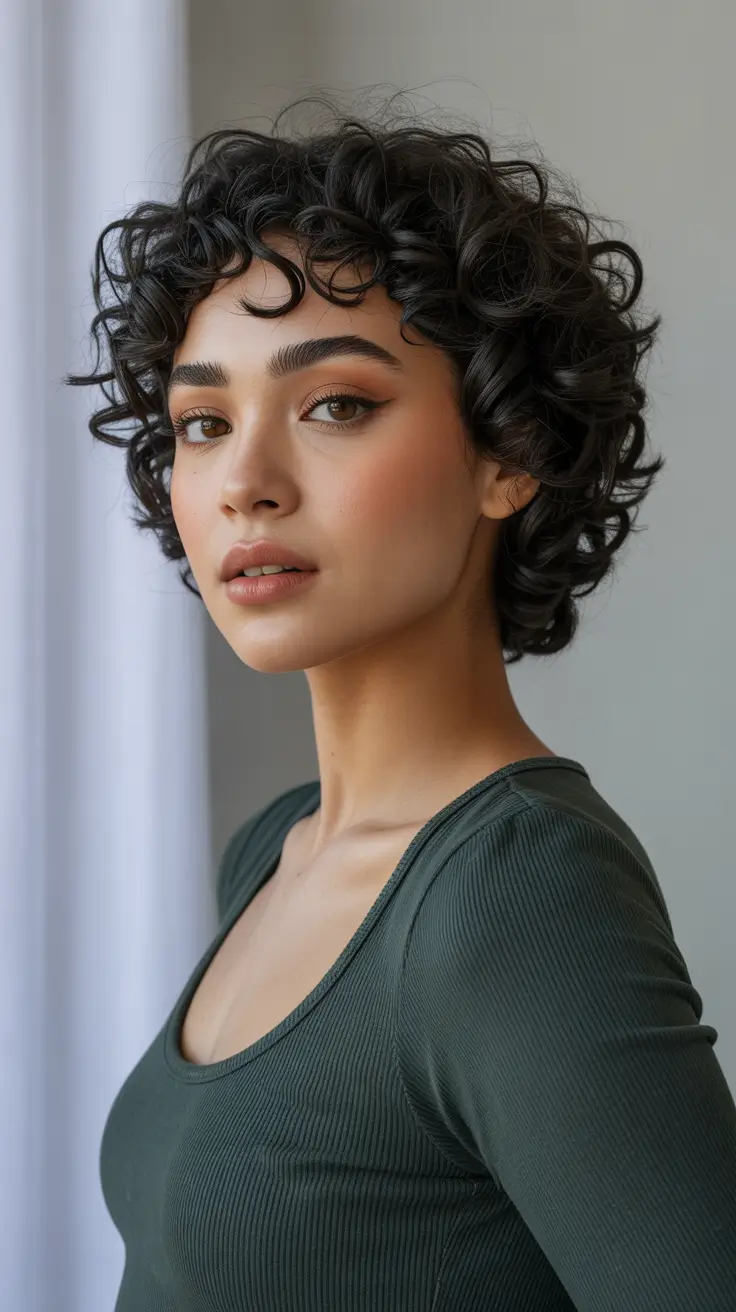 Short Hairstyle Ideas 2026 - Defined Curly Halo Crop